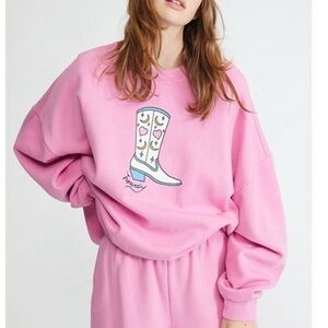 PacSun Pink Cowboy Boot Graphic Sweater